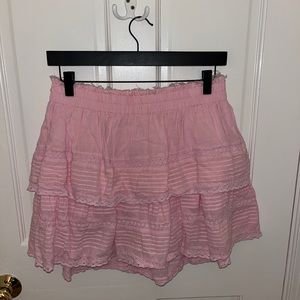 CUTE PREPPY PINK SKIRT WITH RUFFLES AND LACE